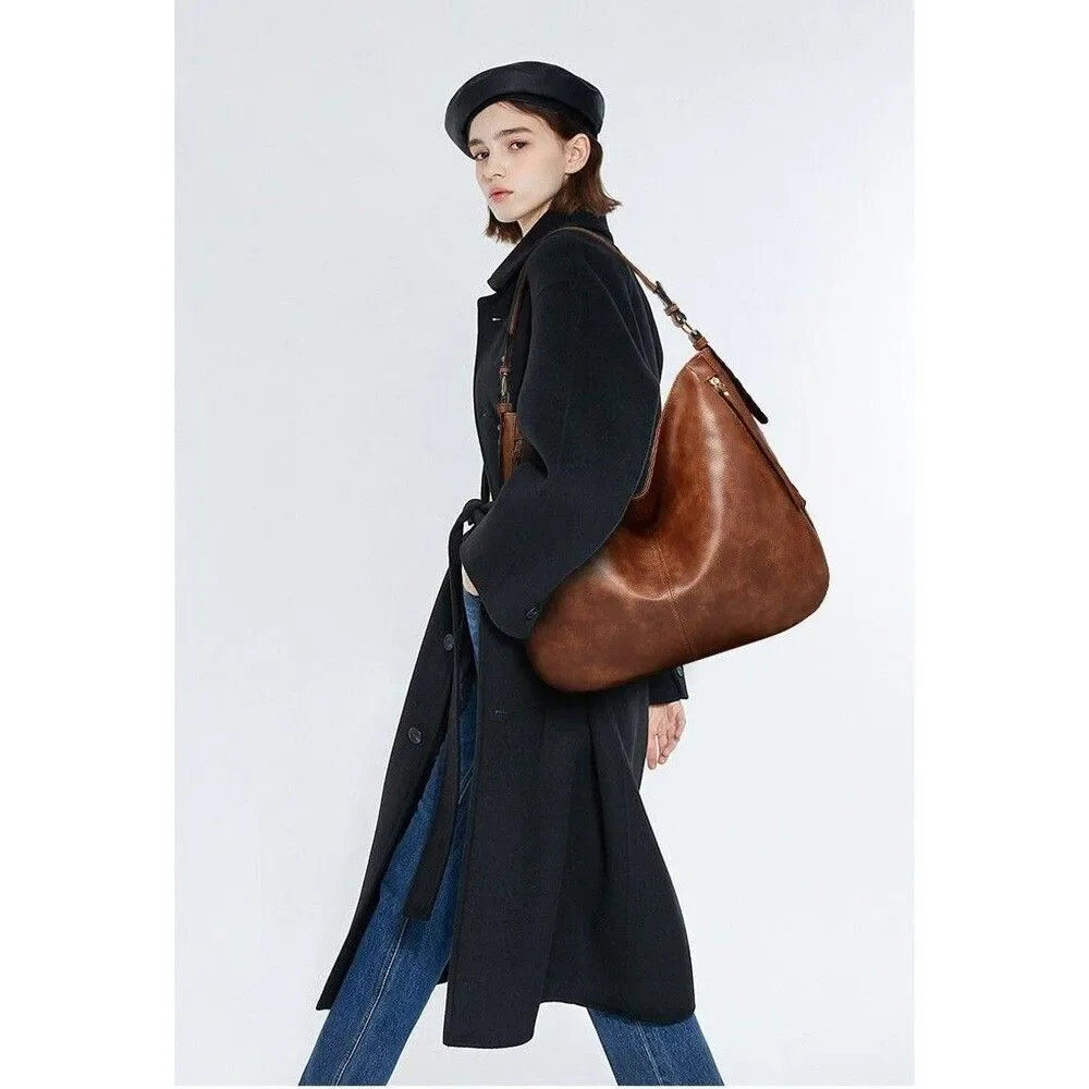 Brown Expandable Handbags Women Shoulder Bags Tote Satchel Hobo 3pcs Purse Set